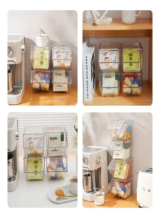 LLGWGL Tea Bag Organizer Coffee Pod Holder K Cup Holder, Stackable Acrylic Desk Organizer Box with Lid, 4 Pack - Image 2