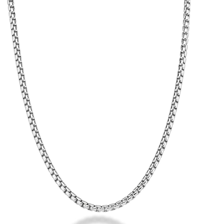 Miabella Solid 925 Sterling Silver Italian 3.5mm Square Link Round Box Chain Necklace for Women Men, Made in Italy (20, sterling silver) - Image 1