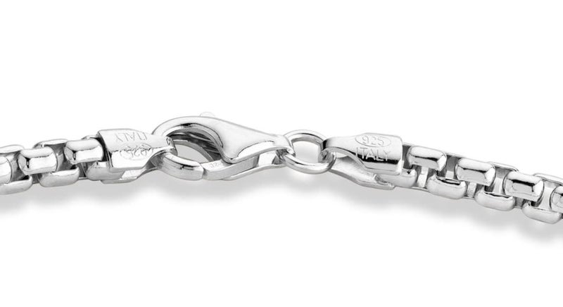 Miabella Solid 925 Sterling Silver Italian 3.5mm Square Link Round Box Chain Necklace for Women Men, Made in Italy (20, sterling silver) - Image 2
