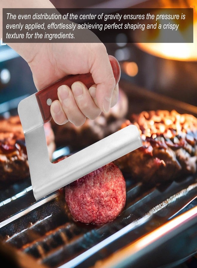 Mangoct Smash Burger Press, 5.5 Inch -Heavy Duty Stainless Steel Burger Press Meat Steak with Wood Handle,Burger Tool for Smash Burgers, Bacon,Patty, BBQs and Tailgates - Image 5
