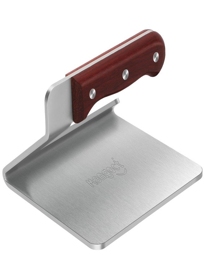 Mangoct Smash Burger Press, 5.5 Inch -Heavy Duty Stainless Steel Burger Press Meat Steak with Wood Handle,Burger Tool for Smash Burgers, Bacon,Patty, BBQs and Tailgates - Image 1