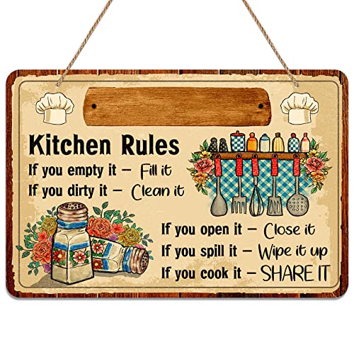 D4DREAM 8" x 10" Funny Personalized Kitchen Rules Wall Decor PVC Sign for Home Kitchen Dining Living Room Coffee Cafe Decor - Image 1