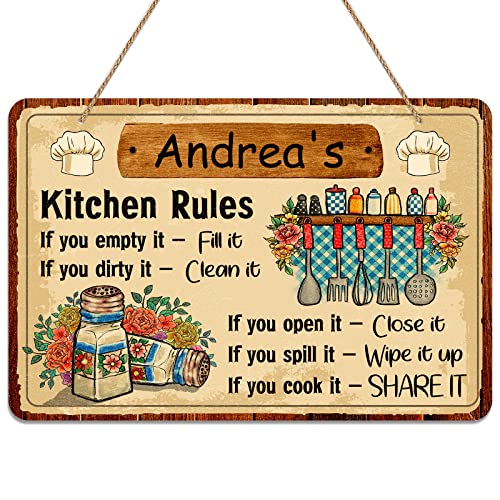 D4DREAM 8" x 10" Funny Personalized Kitchen Rules Wall Decor PVC Sign for Home Kitchen Dining Living Room Coffee Cafe Decor - Image 2