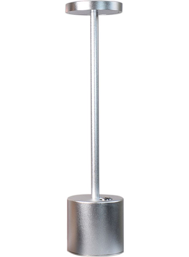Rechargeable Cordless Table Lamp Outdoor Portable Battery Operated Desk Lamps 2-Levels Brightness Powered Small Night Light for Restaurant/Kids Room/Living/Camping/Home Silver 34 x 8cm