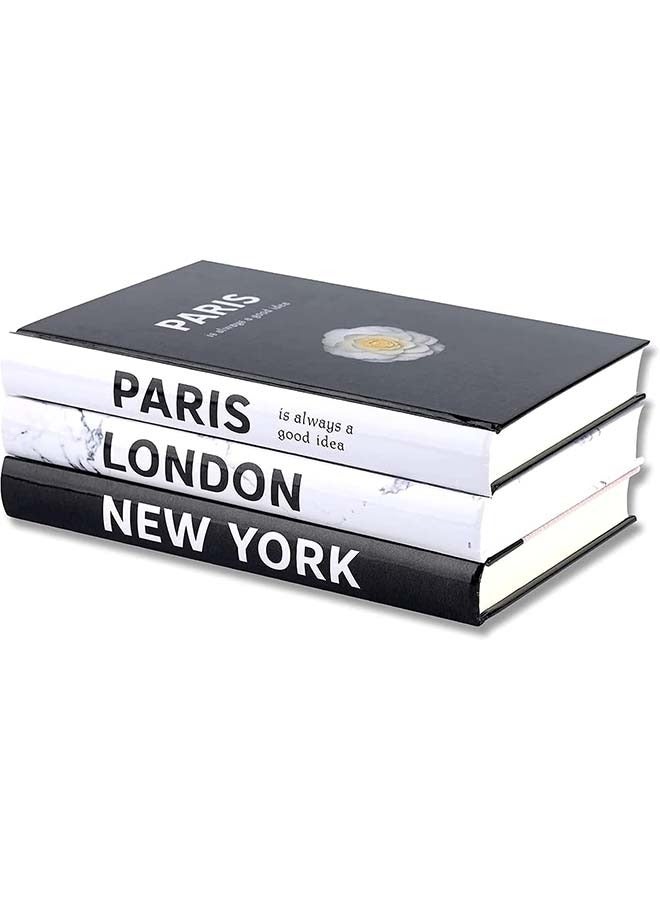L&E 3 Pieces Fashion Decorative Book, Hardcover Modern Decorative Book Stack, Fashion Design Book Set, Display Books - Image 1