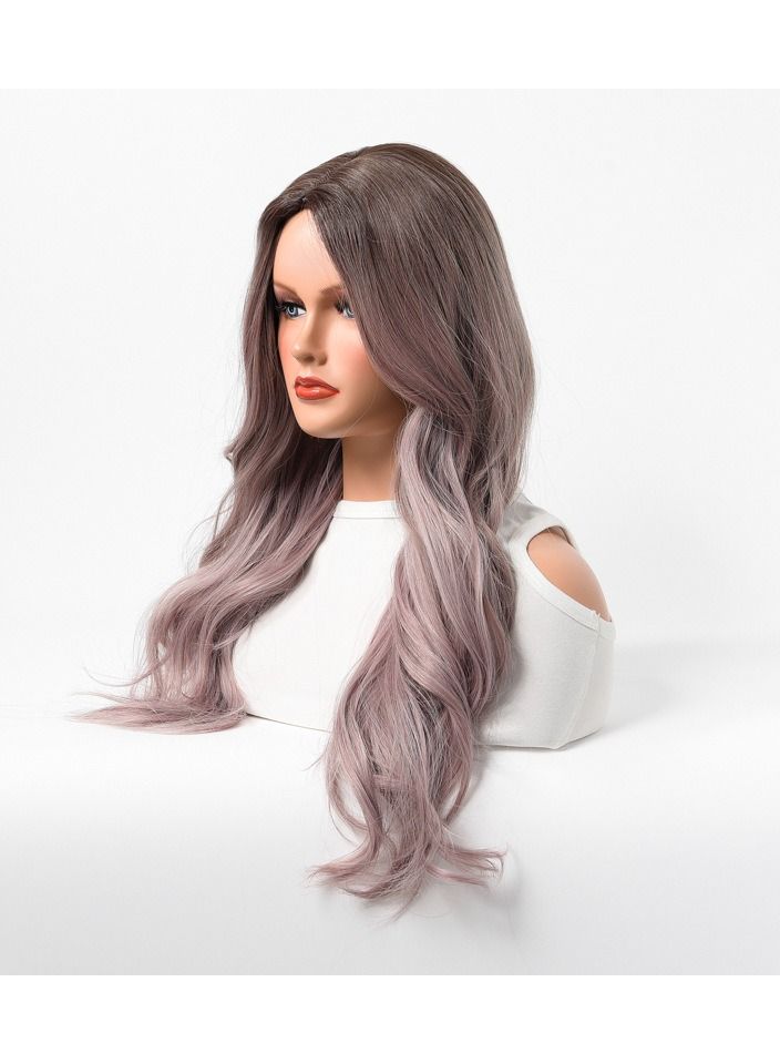 إستيل منتجات استيل شعر مستعار نسائي طويل مجعد شعر مموج كبير متوسط ​​طويل غطاء رأس كامل أرجواني رمادي - Image 2