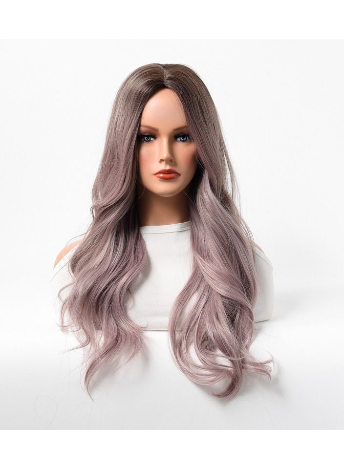 إستيل منتجات استيل شعر مستعار نسائي طويل مجعد شعر مموج كبير متوسط ​​طويل غطاء رأس كامل أرجواني رمادي - Image 1