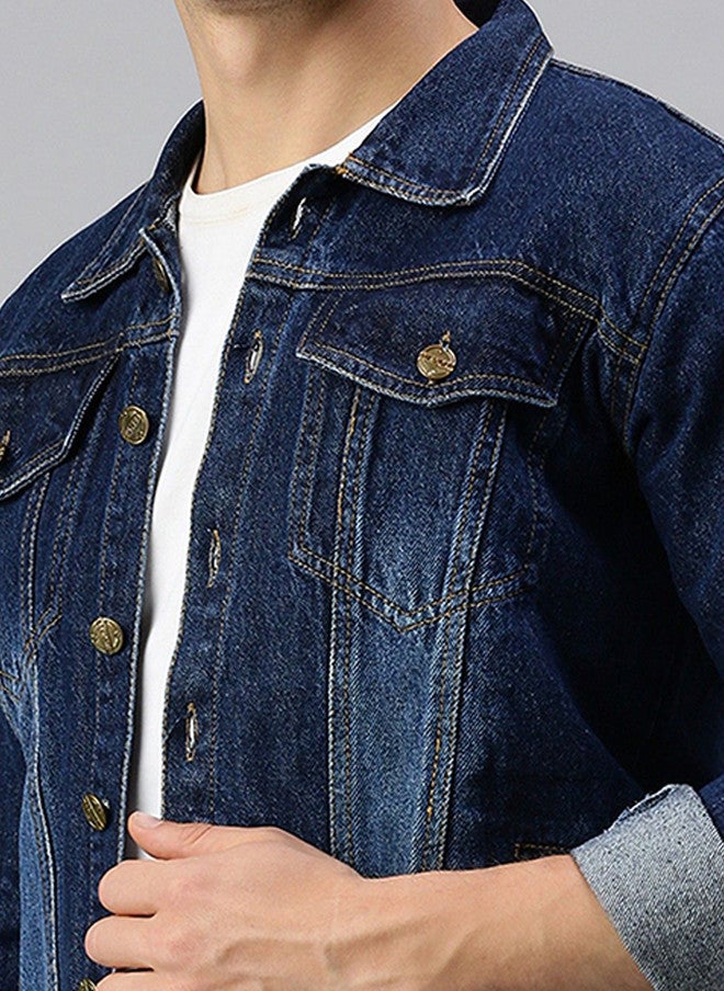 Kaali Peeli Washed Spread Collar Outdoor Denim Jacket - Image 2
