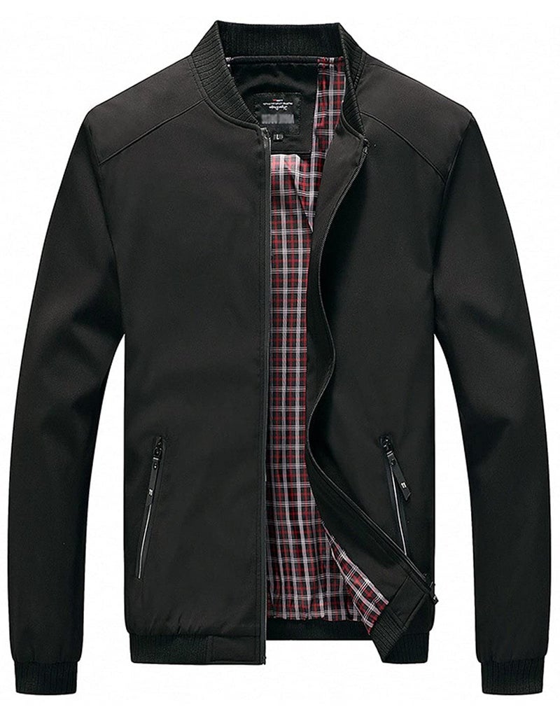 Lentta Mens Slim Fit Lightweight Softshell Bomber Jacket Coat Fall Jackets For MenBlackM