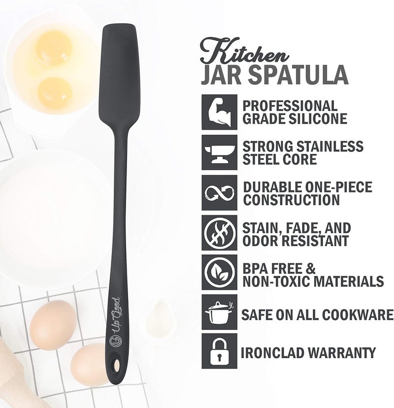 UpGood Silicone Jar Spatula | 600F Heat Resistant Non-Stick Rubber Scraper | Perfect for Jars, Smoothies, Blenders | One Piece Utensils | Durable Kitchen Cookware ( Professional Spatulas, Grey) - Image 4