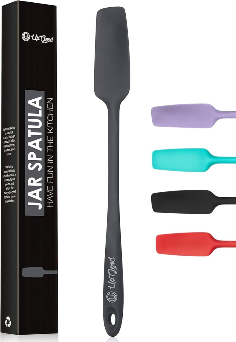UpGood Silicone Jar Spatula | 600F Heat Resistant Non-Stick Rubber Scraper | Perfect for Jars, Smoothies, Blenders | One Piece Utensils | Durable Kitchen Cookware ( Professional Spatulas, Grey) - Image 1