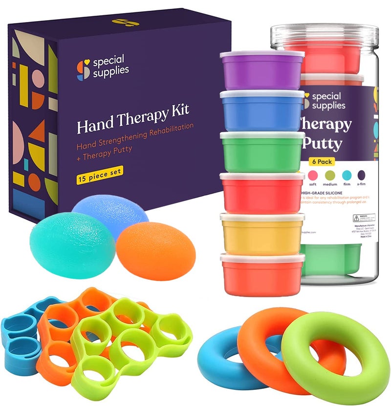 Special Supplies Physical Hand Therapy Putty Kit, Finger Exercisers, Hand Strengtheners, 15 Set Grip Strength,Dexterity, Mobility,Injury Stress Relief - Image 1