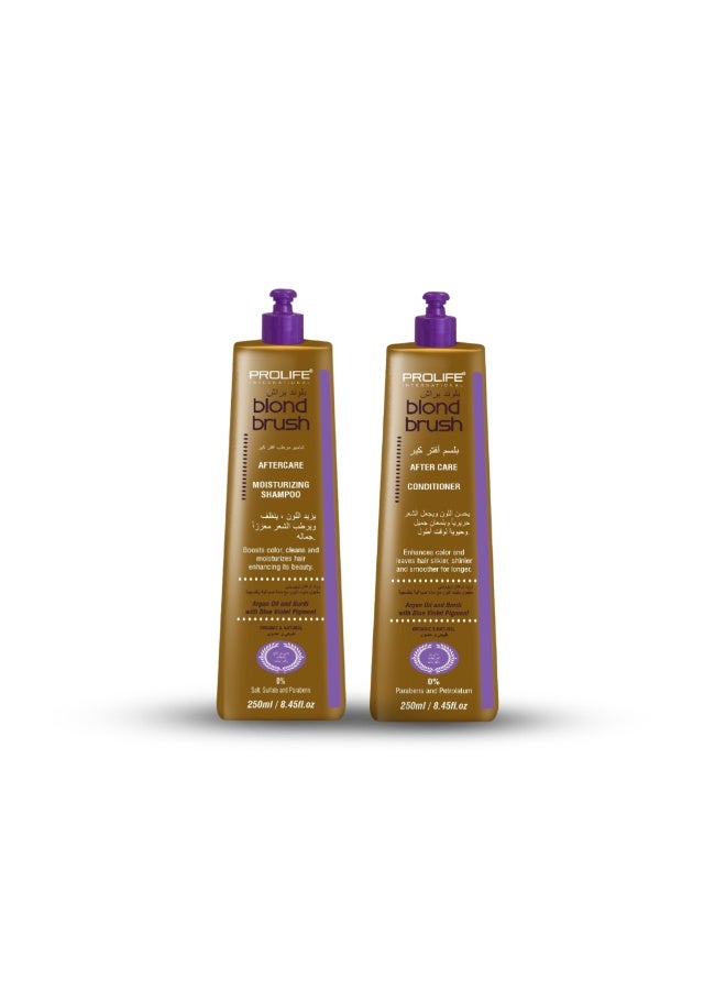 Blond Brush Keratin Shampoo and Conditioner Kit For Blond and Colored Hair Protect Hair Color Sulfate and Paraben Free Contain Argan oil and Buriti Oil 250ML x2 Made In Brazil