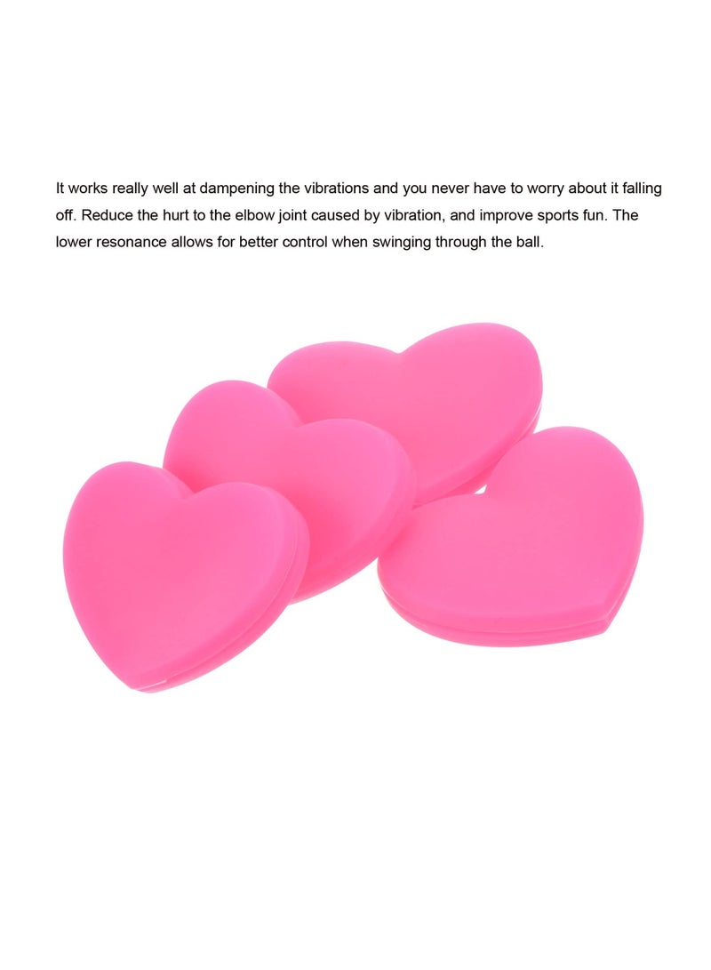 Y&D 4PCS Heart-shaped Design Tennis Vibration Dampener, Silicone Shock Absorber Racket String Damping Racquet Reduction Accessories Dampeners for Racquet, Pink - Image 3