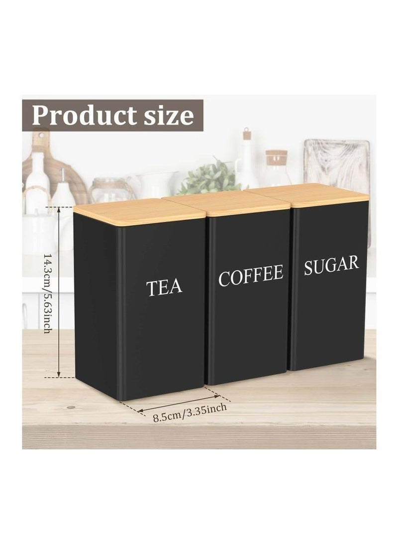 شفاء الحياة علبة تخزين قهوة مكونة من 3 قطع، علبة تخزين حبوب القهوة، غطاء من الخيزران، علبة عرض فنية من الحديد، علبة مربعة - Image 4