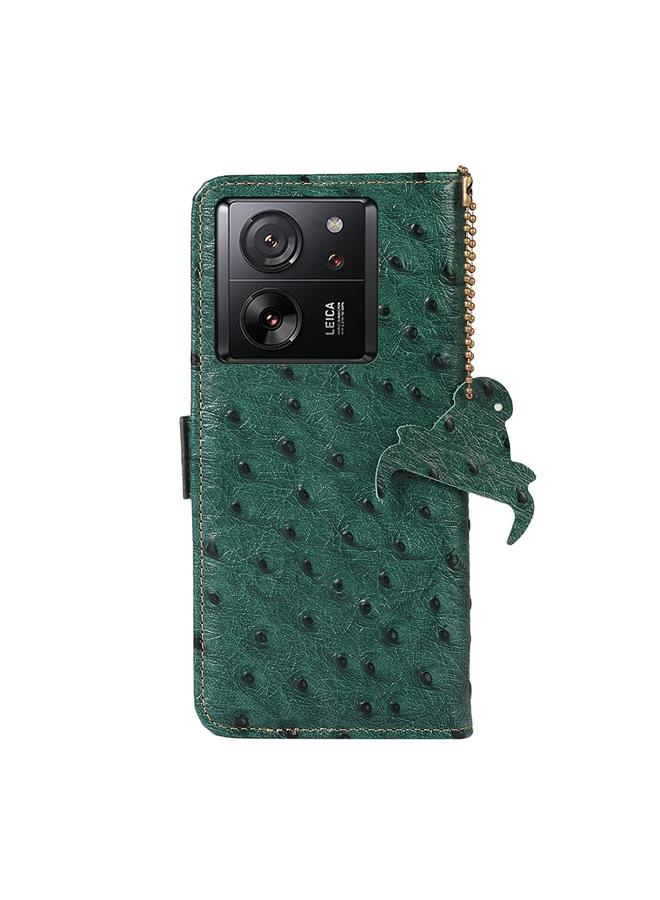 erorex Case For Xiaomi 13T/Redmi K60 Ultra Ostrich Pattern Genuine Leather RFID Phone Case - Image 3