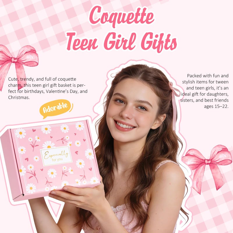 Suhctuptx Gifts for Teenage Girls, Teen Girl Gifts Trendy Stuff, Birthday Gifts Preppy Valentines Day Gift for Teen Girls Coquette Cute Set for Girly Tween 12-14 Sweet 16-18 Daughter Sister Niece Friend Pink - Image 2