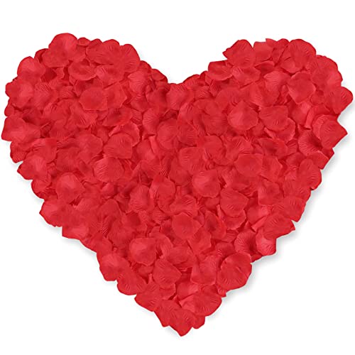 Neo LOONS 1000 Pcs Artificial Silk Rose Petals Decoration Wedding Party Color Red - Image 1