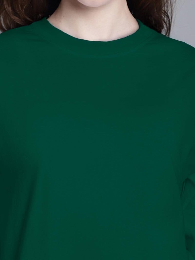 JUNEBERRY® Cotton Round Neck Regular Fit Solid Core Full Sleeve T-Shirt Combo for Women & Girls (Pack of 2) (PO2_JB_FS_GR_CR_S) - Image 4