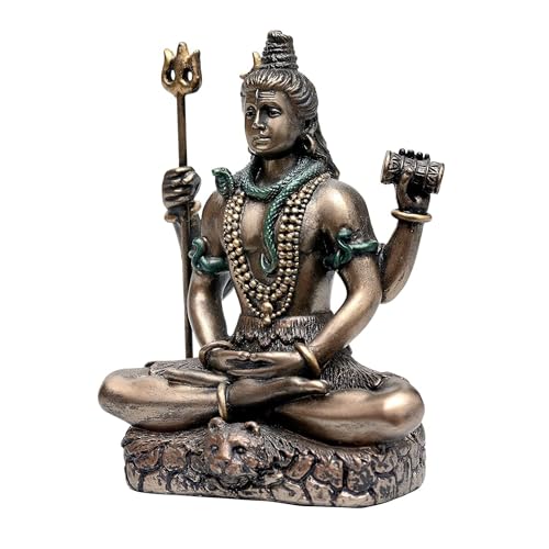 Saugat Traders Lord Shiva Idol for Car Dashboard Cold Brass Bronze Shiv Ji Murti Meditating, Padmasana Sitting Statue for Home Décor, Diwali & New Year Gift - 3.4 Inches - Image 5