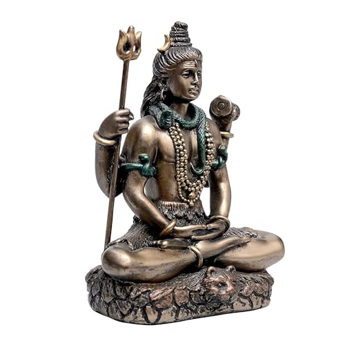 Saugat Traders Lord Shiva Idol for Car Dashboard Cold Brass Bronze Shiv Ji Murti Meditating, Padmasana Sitting Statue for Home Décor, Diwali & New Year Gift - 3.4 Inches - Image 4