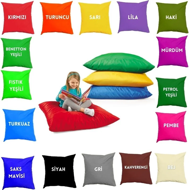 Elyaf Sepeti 70X70 cm Color Optional Floor Cushion Nursery Cushion Sitting Cushion Balcony Cushion