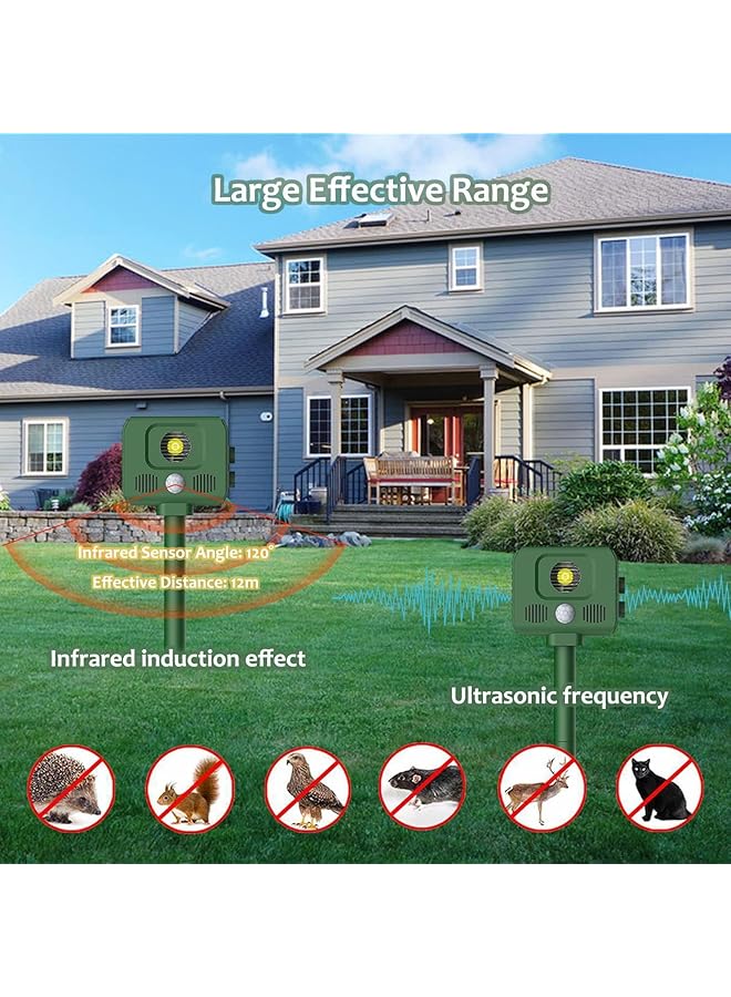 X spring Ultrasonic Animal Repellent Waterproof Outdoor Animal Repeller Motion Sensor Solar Animal Repeller With Motion Sensor And Strobe Light Garden Animal Deterrent To Repel Cat Skunk Out Of Yard - Image 5