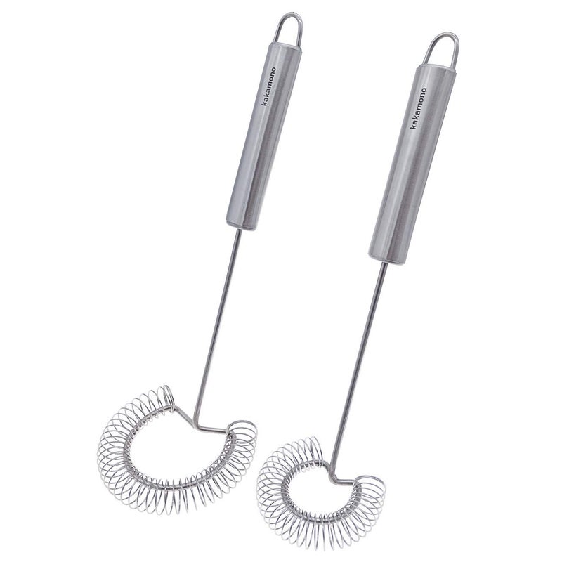 2pcsSet Egg Beater Stainless Steel Spring Egg Whisk Kitchen Milk Egg Beater WhiskingBeatingMagic Hand Held Sauce Stirrer Frother