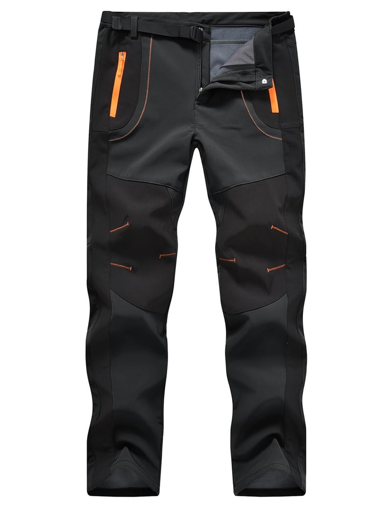 TBMPOY Men's Snow Ski Hiking Pants Waterproof Winter Fleece Lined Pants Camping Skiing Ice Fishing Pants with Belt 02 Thick Dark Grey 3XL - Image 1