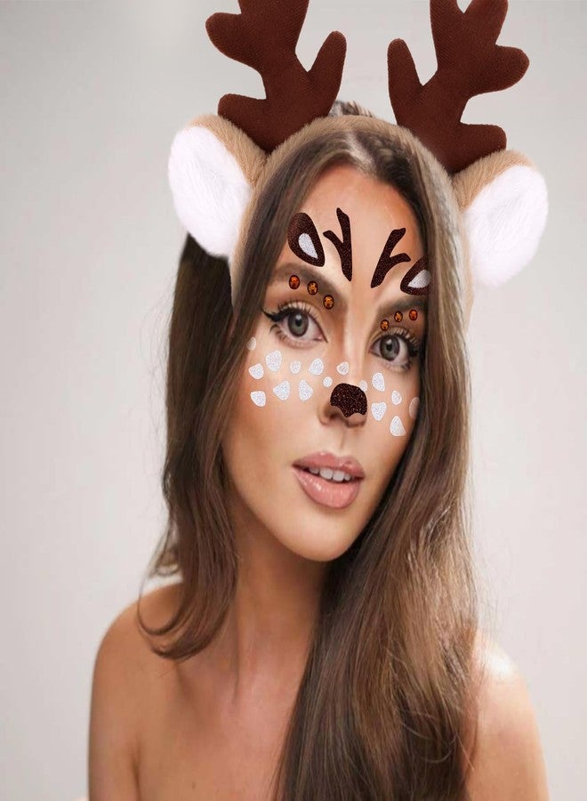 KICOSY Reindeer Headband and Face Sticker Set for Women - Ideal for Halloween, Christmas, Cosplay & Themed Party - Image 2
