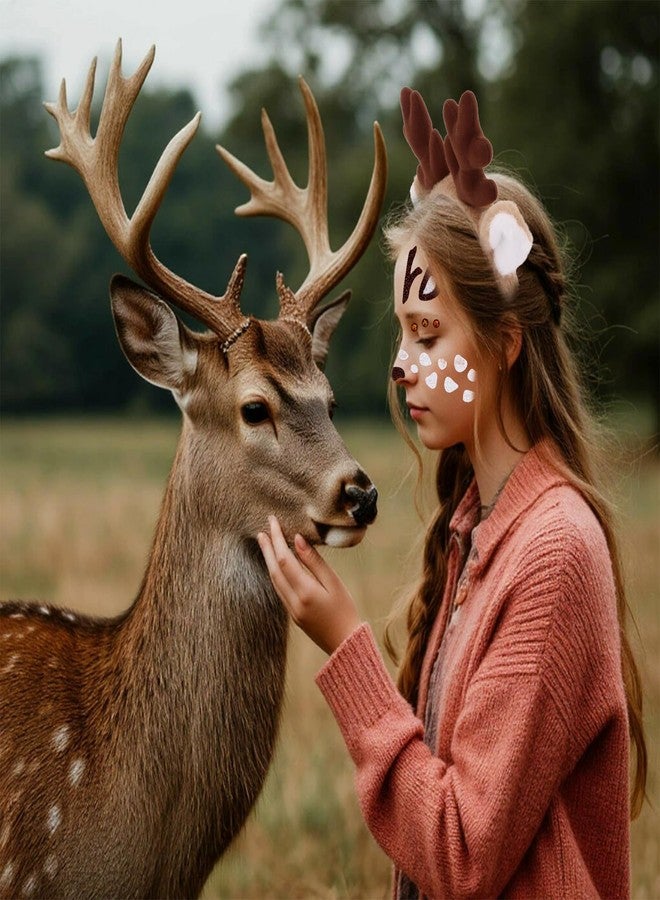 KICOSY Reindeer Headband and Face Sticker Set for Women - Ideal for Halloween, Christmas, Cosplay & Themed Party - Image 4