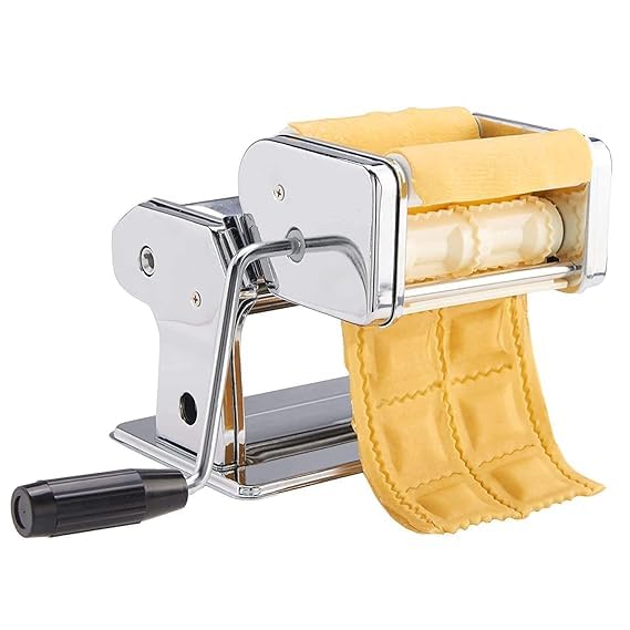 SHOPECOM SHOPECOM SAMOSA Maker Machine Pasta Roller with Square Ravioli Attachment Manual Stainless Steel Dumpling Maker  - Image 1