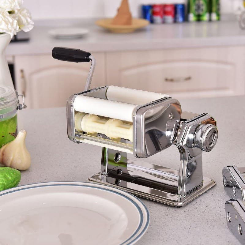 SHOPECOM SHOPECOM SAMOSA Maker Machine Pasta Roller with Square Ravioli Attachment Manual Stainless Steel Dumpling Maker  - Image 3