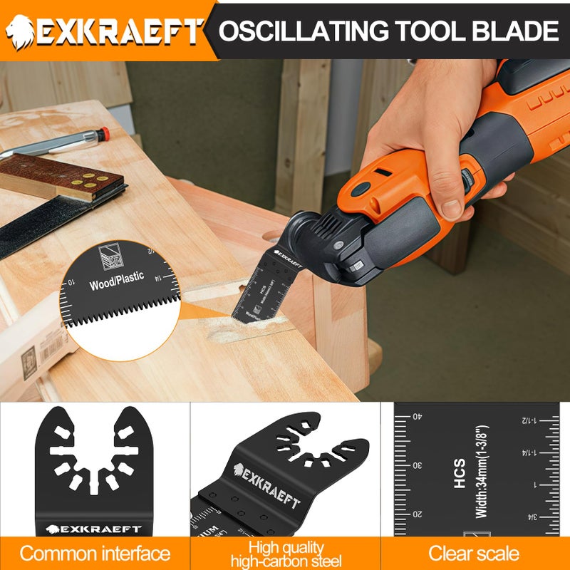 EXKRAEFT 55 PCS Oscillating Saw Blades, Professional Universal Titanium Oscillating Tool Blade for Metal Nails, Wood and Plastic, Multi Tool Blades Kits Fit Dewalt Milwaukee Ryobi Rockwell Fein - Image 4