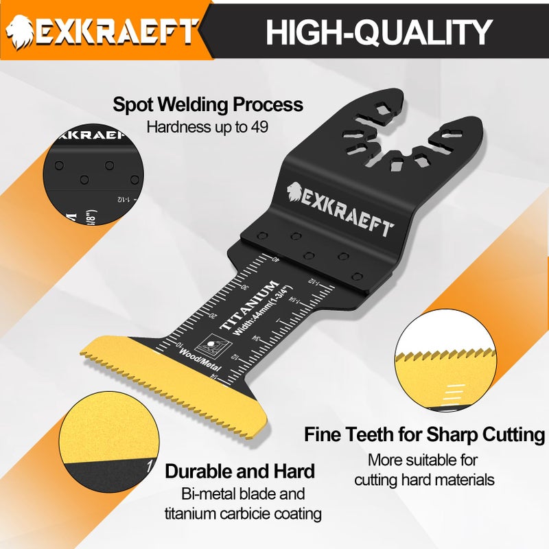 EXKRAEFT 55 PCS Oscillating Saw Blades, Professional Universal Titanium Oscillating Tool Blade for Metal Nails, Wood and Plastic, Multi Tool Blades Kits Fit Dewalt Milwaukee Ryobi Rockwell Fein - Image 5