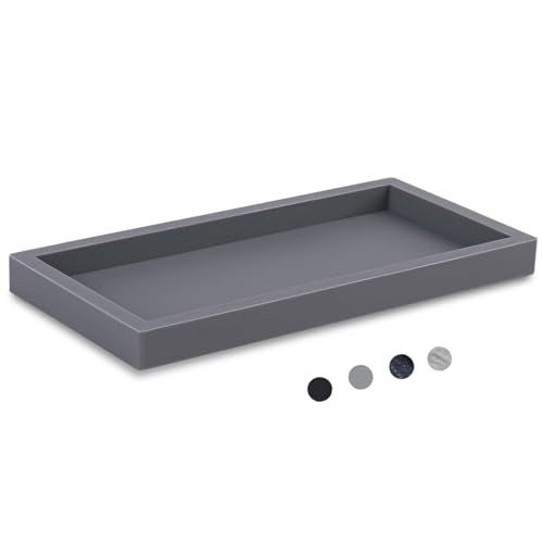 Heagoale Bathroom Trays for Counter Slicone Vanity Trays for Bathroom Rectangle Sponge Holder for Kitchen Sink Grey - Image 1