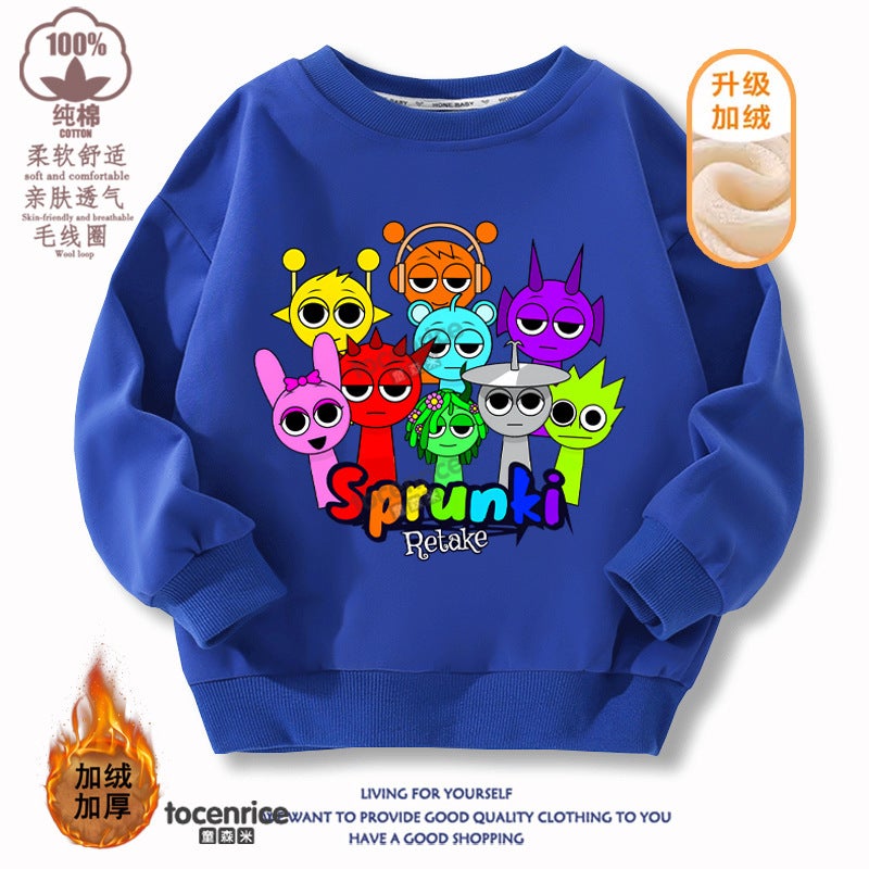 Children'S Sweater Sprunki Rhythm Box Peripheral Clothes Round Neck Cotton And Velvet Top Children'S Clothing - Image 4