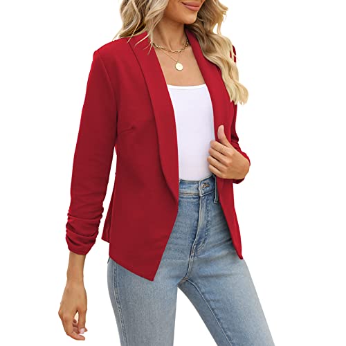 POGTMM Turn Down Collar Wear to Work Outwear Jacket Blazer (M, Red) - Image 4