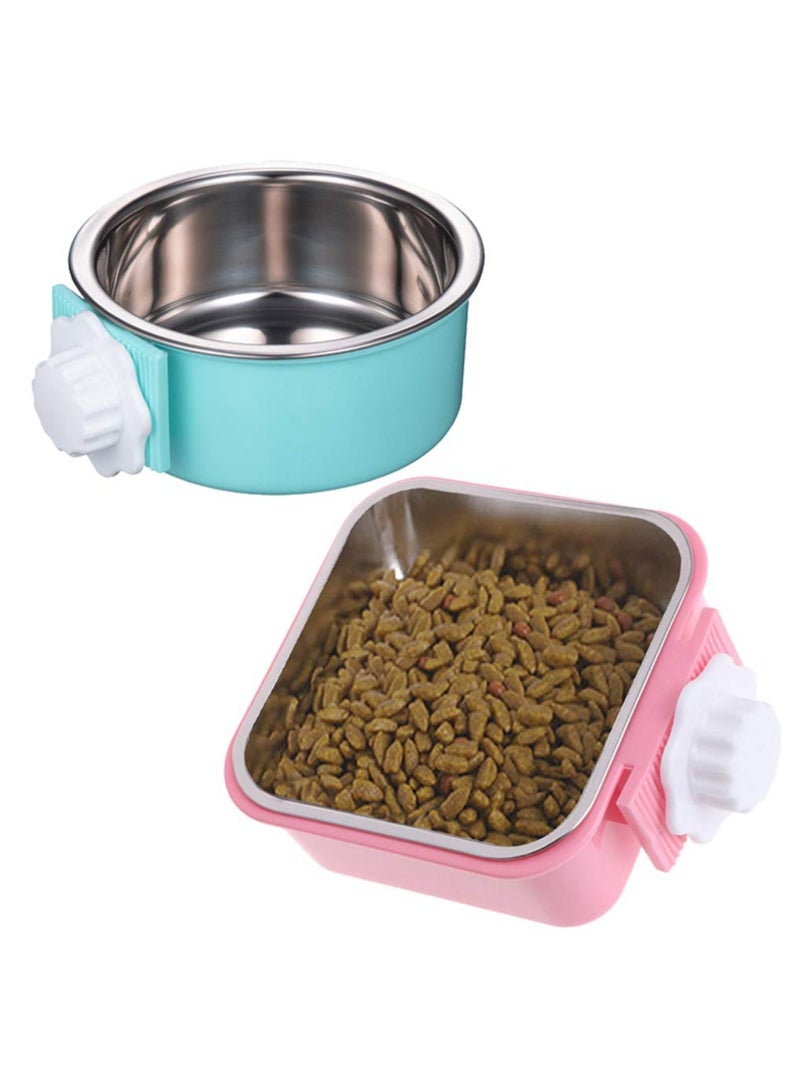 2 Pack Crate Dog Bowl, Removable Stainless Steel Water Food Feeder Bows Cage Coop Cup for Cat Puppy Bird Pets for Puppy - Image 1