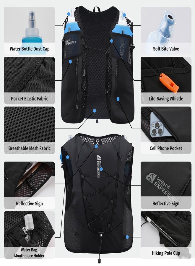 HIGH EXPERIENCE Running Vest Lightweight 4L Trail Hydration Backpack Pack with 2 17oz Soft Flask Jogging Marathon Cycling Hiking for Women Men (Black, Medium) - Image 3