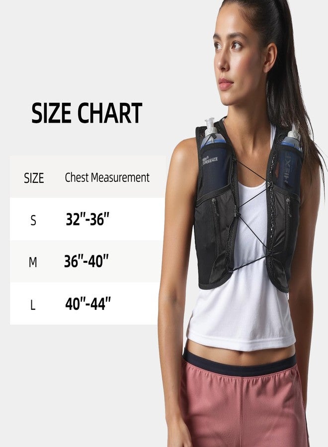 HIGH EXPERIENCE Running Vest Lightweight 4L Trail Hydration Backpack Pack with 2 17oz Soft Flask Jogging Marathon Cycling Hiking for Women Men (Black, Medium) - Image 2