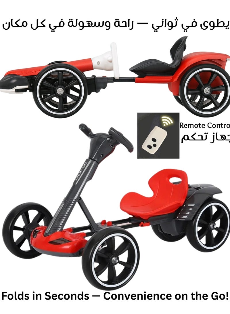 F.A.M.S Electric Go-Kart with Remote Control, Foldable Lightweight Frame, LED Lights, Strong Motor, Large Battery, Off-Road Tires, Safe & Stable Ride-On Car for Kids - Image 1