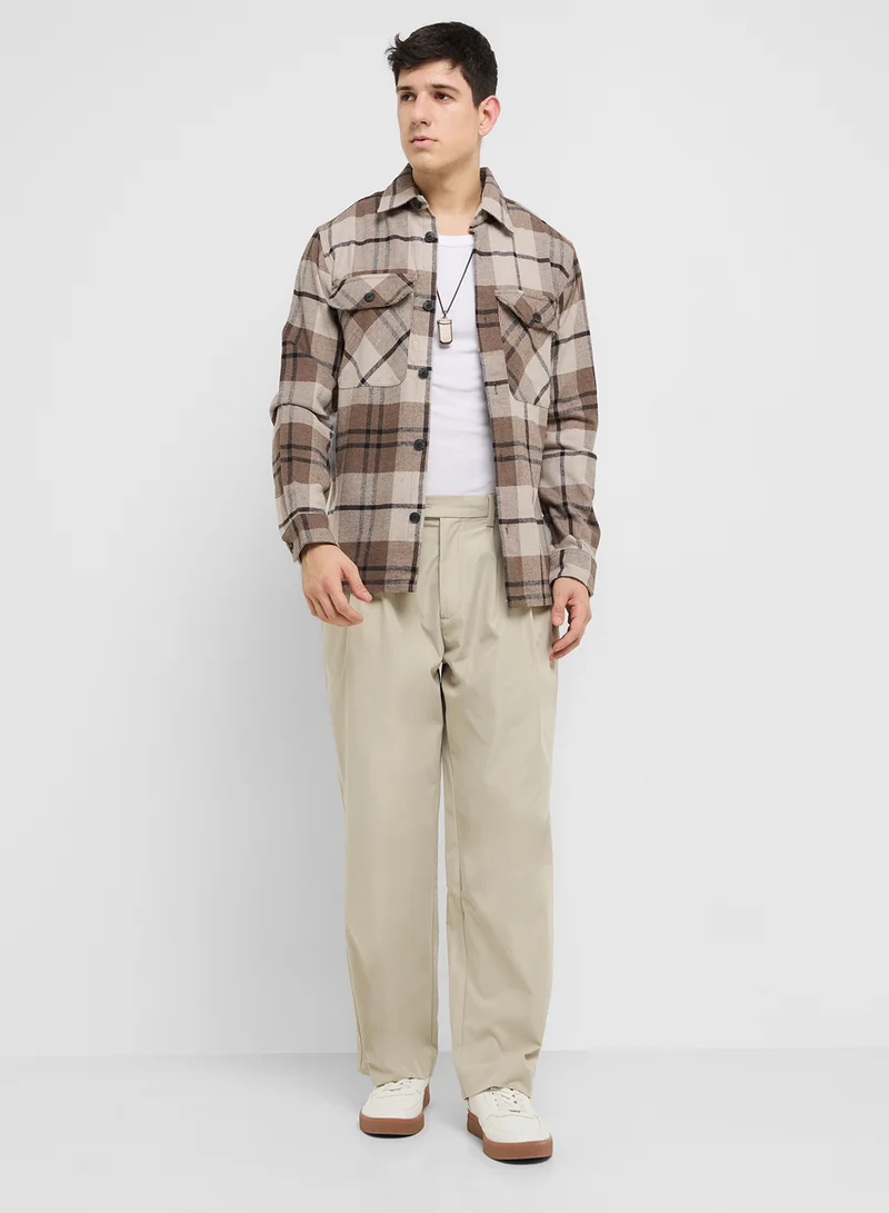 جاك اند جونز Checked Flap Pocket Shirt