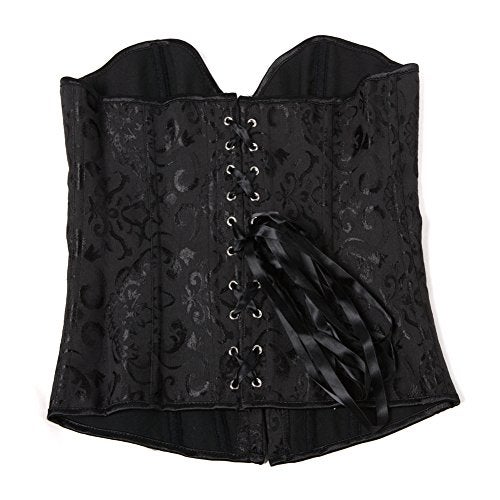 Kranchungel Women's Vintage Palace Jacquard Strapless Overbust Corset Bustier Bodyshaper Small Black - Image 5