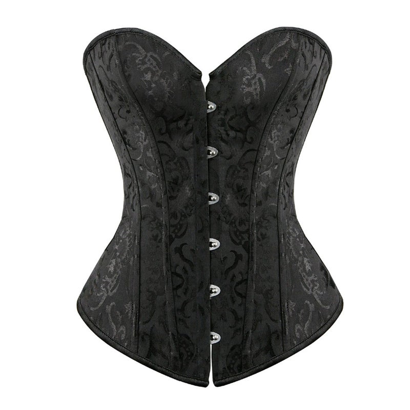Kranchungel Women's Vintage Palace Jacquard Strapless Overbust Corset Bustier Bodyshaper Small Black - Image 3