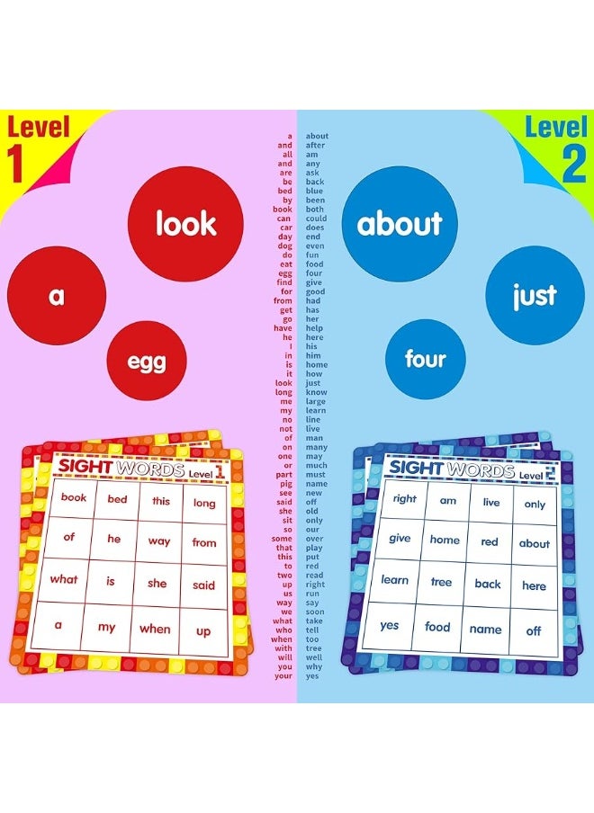 SpriteGru Sight Word Bingo Game, 120 Sight Words Learn to Red Level 1 & Level 2 Bingo Board Game Dolch's & Fry's Words Lists for Kindergarten and Preschool Kids 4-8, Perfect for Classroom & at Home  - Image 2