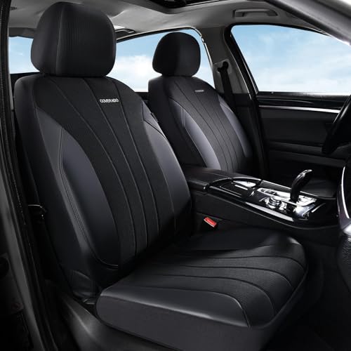 Coverado Car Seat Covers Waterproof Automotive Seat Protectors Driver Protectors Universal Fit for SUVs Trucks SedansCar Accessories Black FrontPair