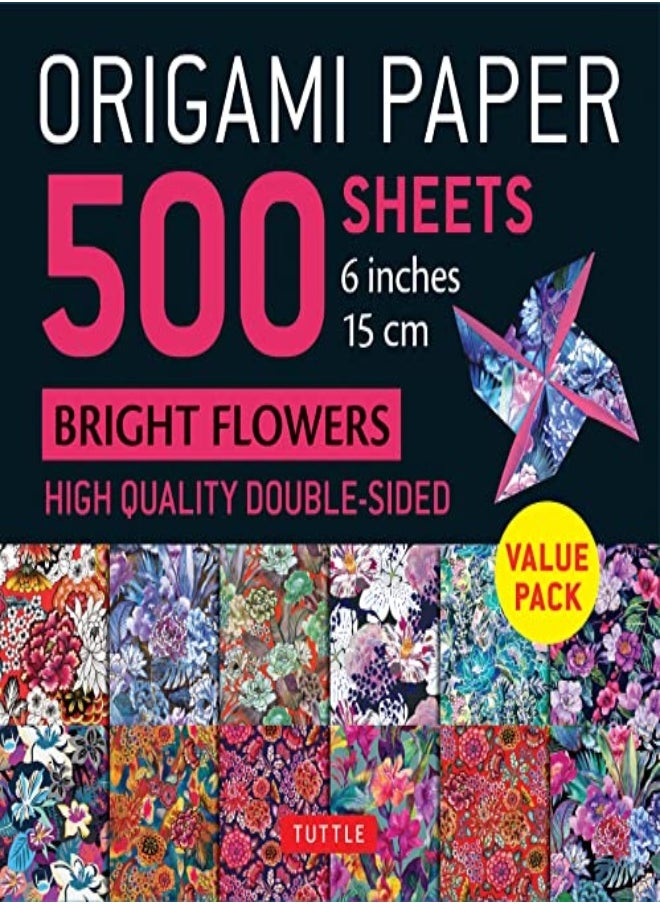 ORIGAMI PAPER 500 SHEETS BRIGHT FLOWERS 