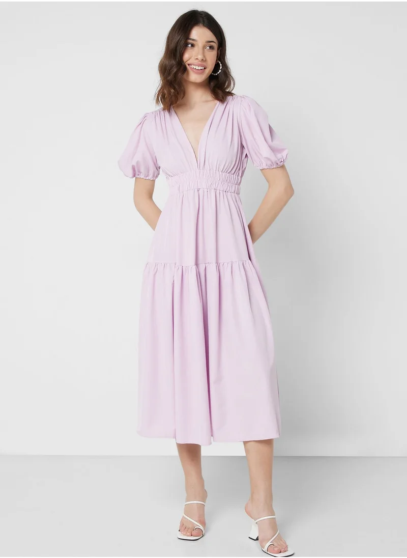 ELLA Puff Sleeve Tiered Dress