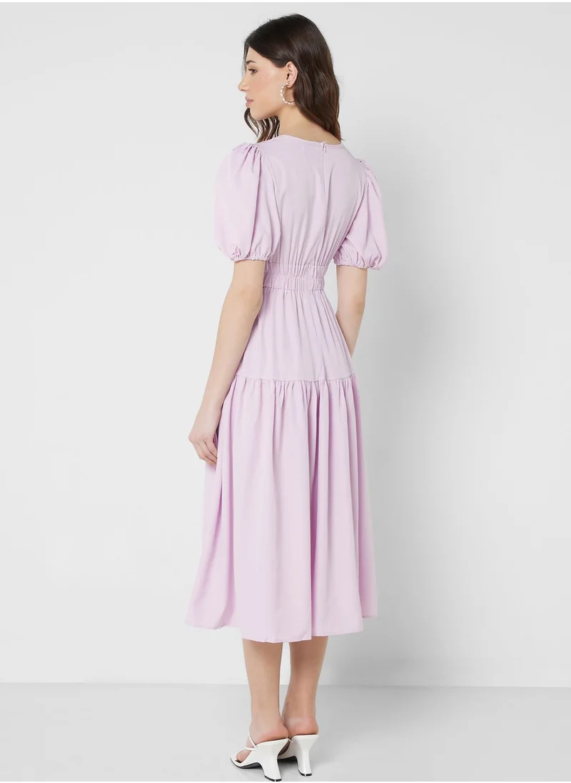 ELLA Puff Sleeve Tiered Dress